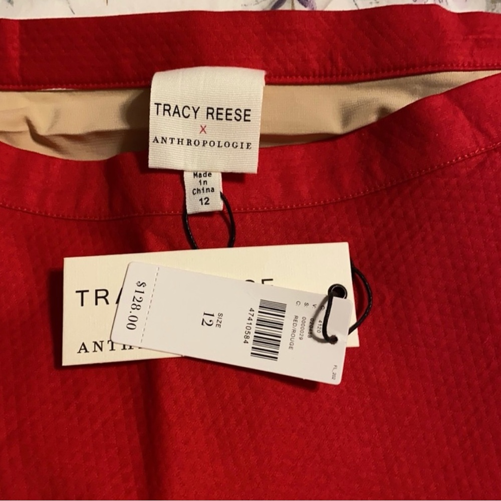 ♥️🆕 AnthropologieTracy Reese Red and White A-Line Midi Skirt🤍 - Picture 4 of 4